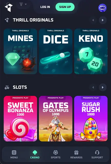 Thrill.com Casino Mobile App