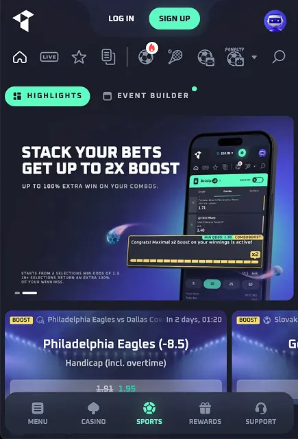 Thrill.com Sportsbook Mobile app
